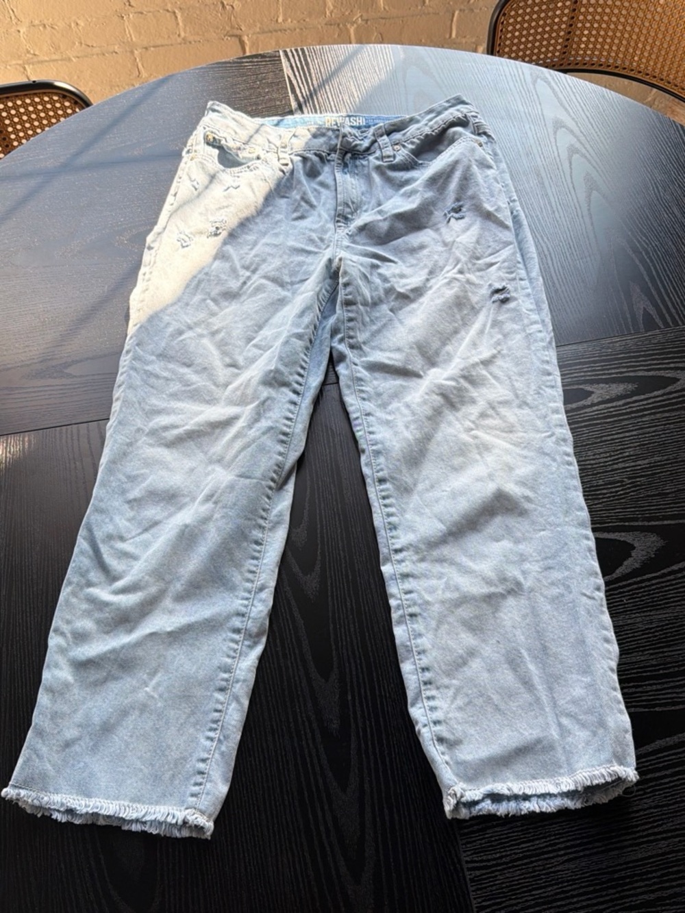 Rewash Light Blue Women's Boyfriend Jeans with Frayed Hems